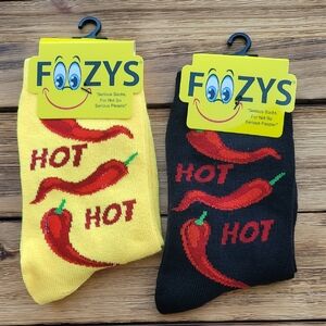 NWT Foozys Hot Chili Pepper Socks - Yellow and  2 Pair Set
